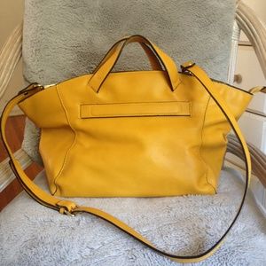 ZARA woman faux leather yellow stylish hand bag.